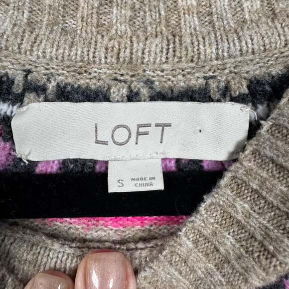 LOFT Crewneck Fair Isle Sweater Size Small - Picture 4 of 6